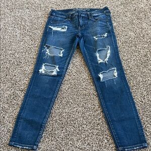 American Eagle Outfitters Distressed Blue Skinny Jeans